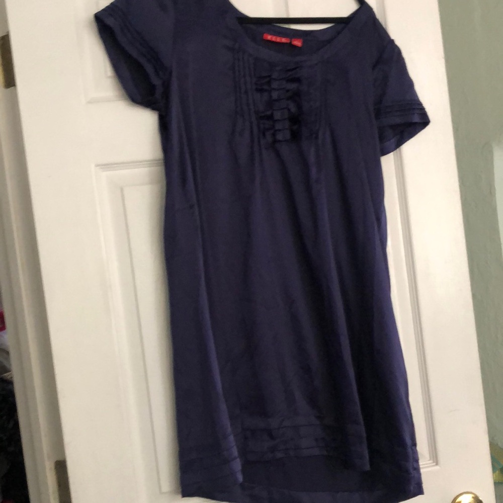 Elle royal blue ruffle front aline dress